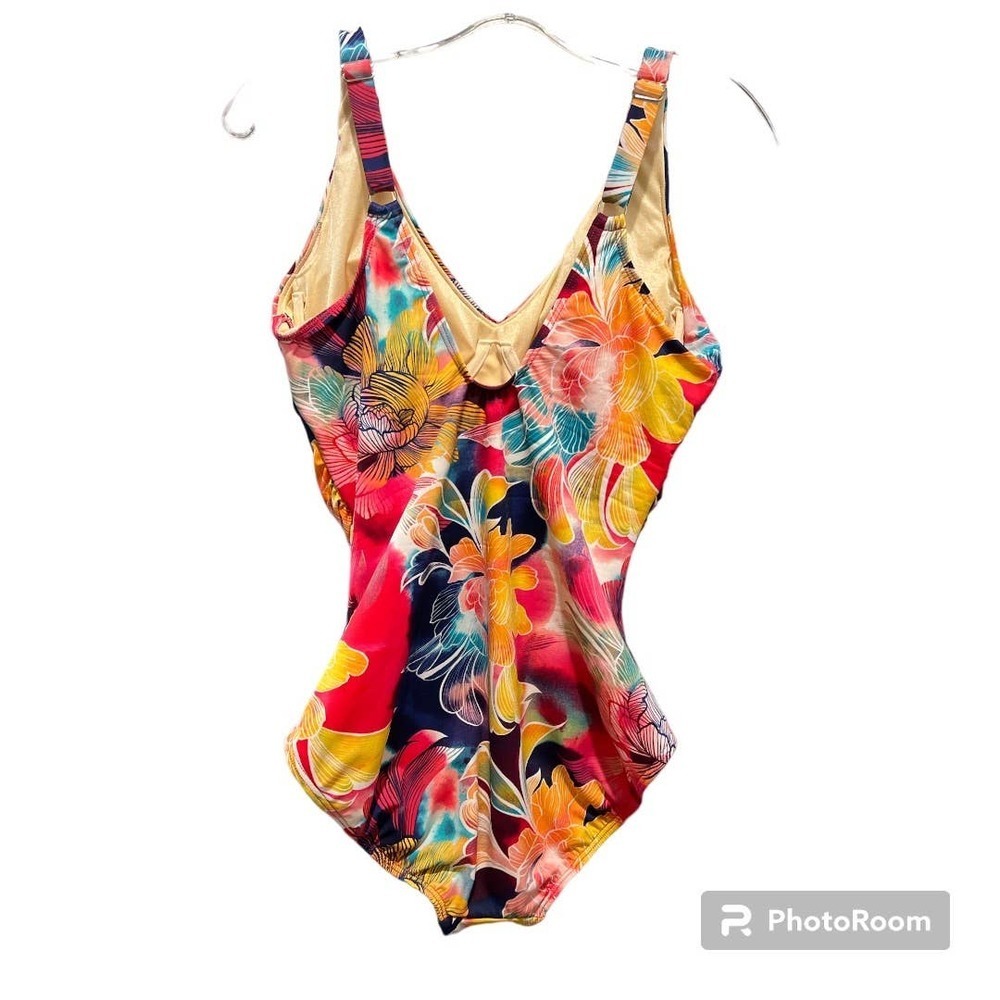 Talbots Floral One-Piece Swimsuit in Multicolors - red, yellow, orange, purple!